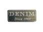 Preview: Stickmotiv "Denim" ca. 6x2,5 cm - grau
