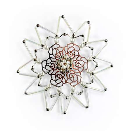 Bastelset Rosenstern 11cm weiß-silber 0159-11315