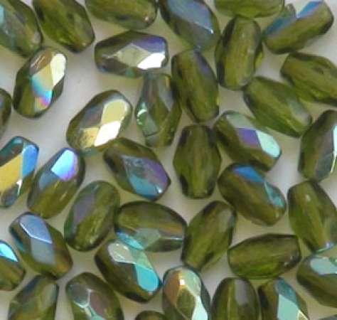 Glas-Schliffolive 6x4mm oliv irisierend