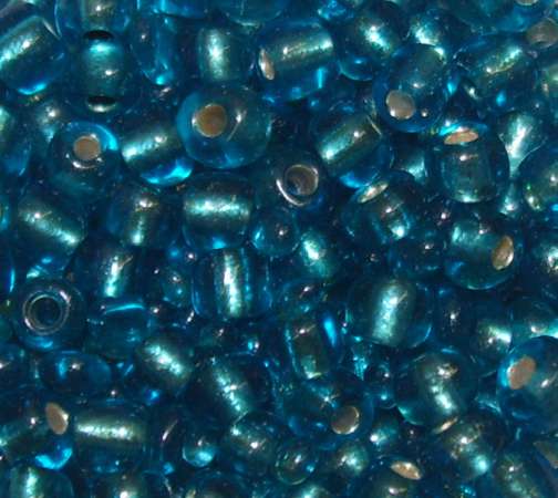 Rocailles 4mm mit Silbereinzug türkis