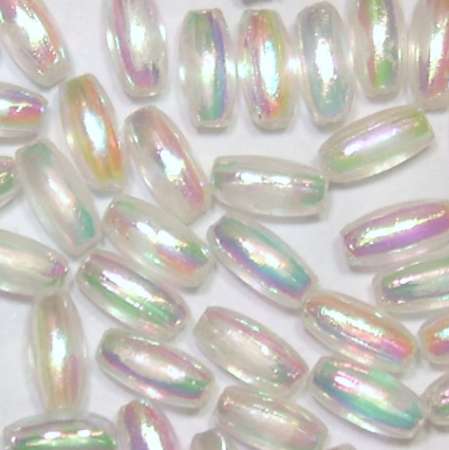Wachsoliven 6x3mm weiß irisierend