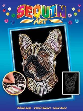 Sequin-Art Original Paillettenbilder Französische Bulldogge 1712