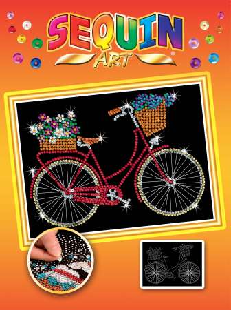 Sequin-Art Orange Paillettenbild Fahrrad 1716