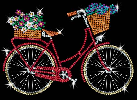 Sequin-Art Orange Paillettenbild Fahrrad 1716