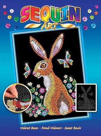 Sequin-Art Original Paillettenbild Hase 1827