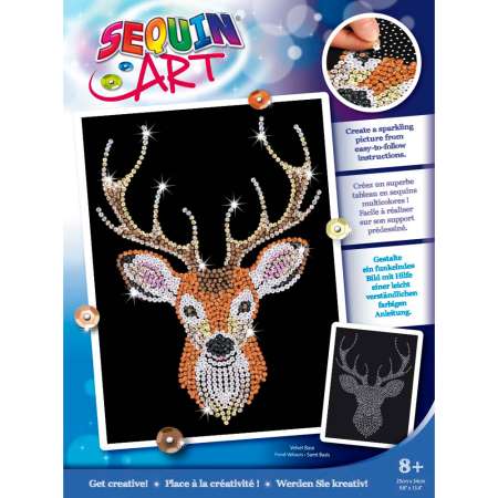 Sequin-Art Original Paillettenbild Hirsch 1933