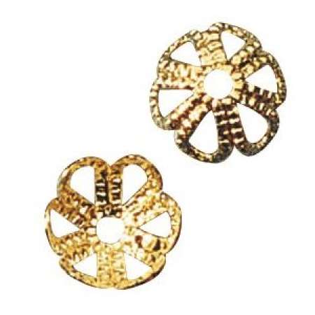 Perlenkappel 6mm gold 25 Stück im SB-Beutel