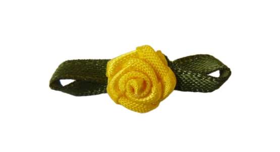 NEU! Satinrose mit Blatt - gelb