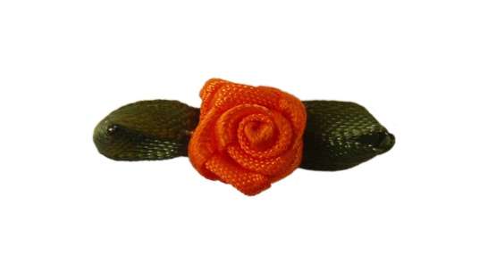NEU! Satinrose mit Blatt - orange