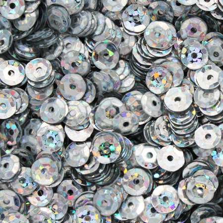 Pailletten gewölbt 5mm silber hologramm 40g im SB-Beutel 540122