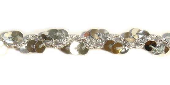 gebogte Paillettenborte mit Lurexband - silber