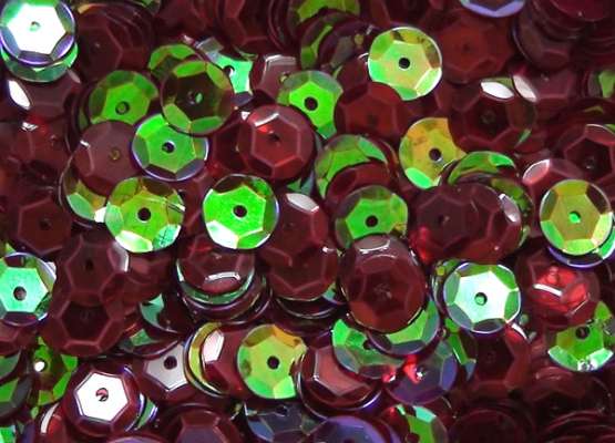 Pailletten 6mm gewölbt brombeere irisierend, 6g Dose