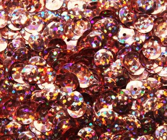 Pailletten 6mm gewölbt bernstein hologramm, 6g Dose