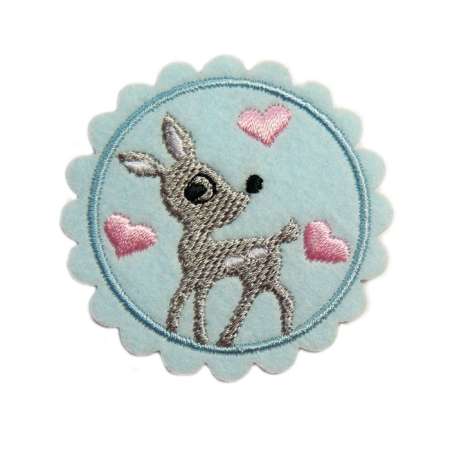 Stickmotiv Reh ca. 6,5cm hellblau
