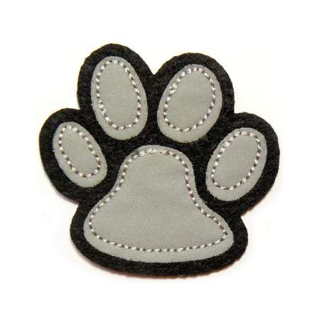 Bügelmotiv Signal Tatze reflektiert ca. 4,5x4,8cm schwarz