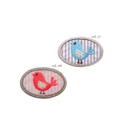 Stickmotiv "Oval Spatz" ca. 4,7x3cm - paillettenshop.de