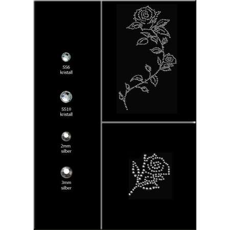 Strass-/Nietenmotiv Rose kristall 97095