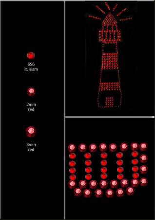 Strass-/Nietenmotiv "Leuchtturm" rot