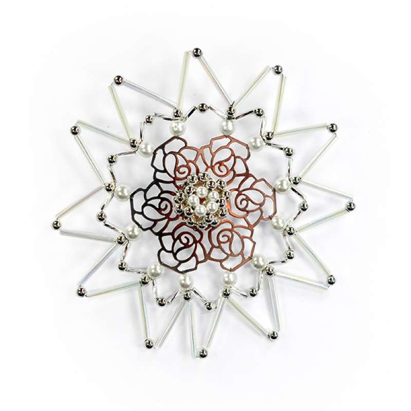 Bastelset Rosenstern 11cm weiß-silber 0159-11315