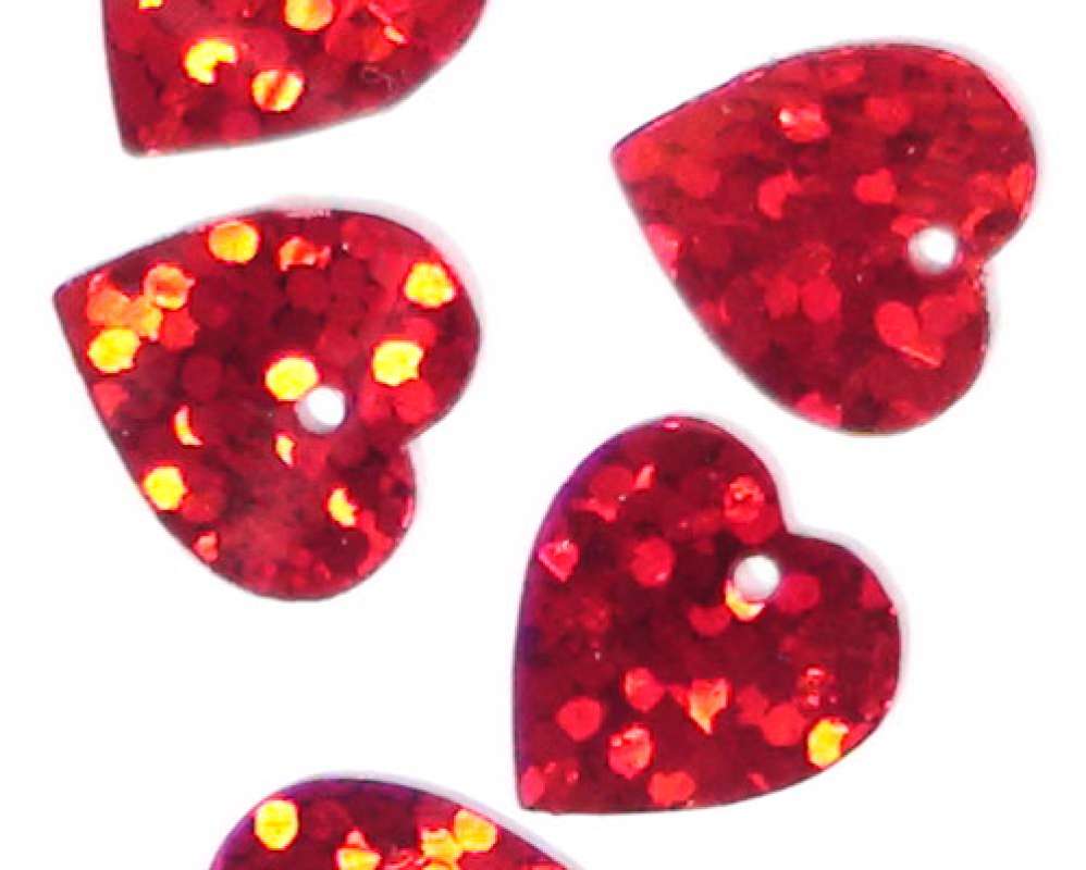 Herz Pailletten 10mm rot hologramm 0873-0324