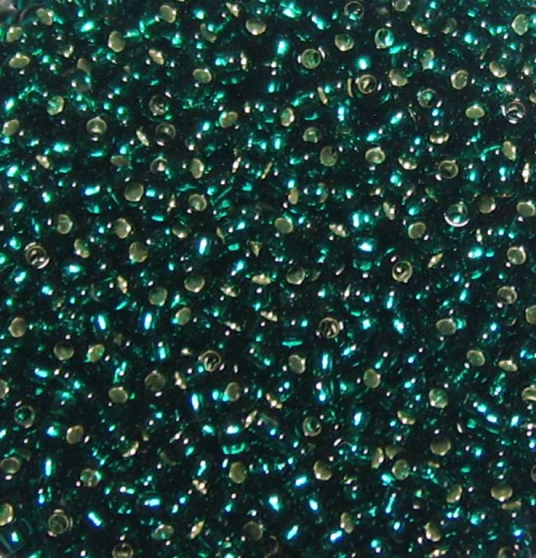 Rocailles 2,6mm mit Silbereinzug jade
