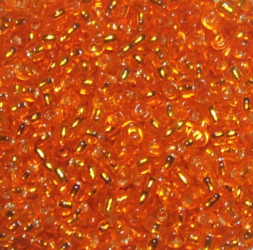 Rocailles 2,6mm mit Silbereinzug orange