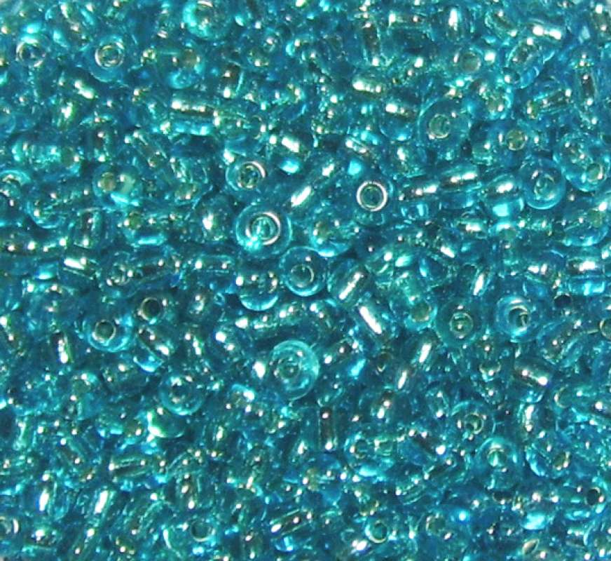 Rocailles 2mm mit Silbereinzug türkis