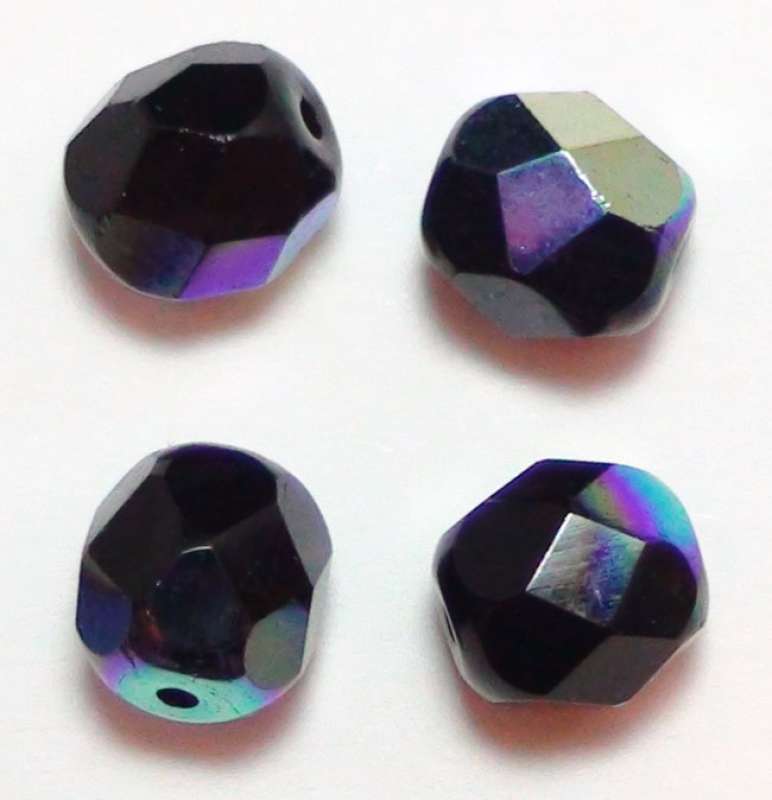 Glas-Schliffperle 4mm onyx irisierend
