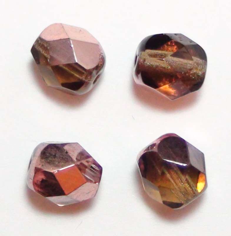 Glas-Schliffperle 6mm nougat irisierend
