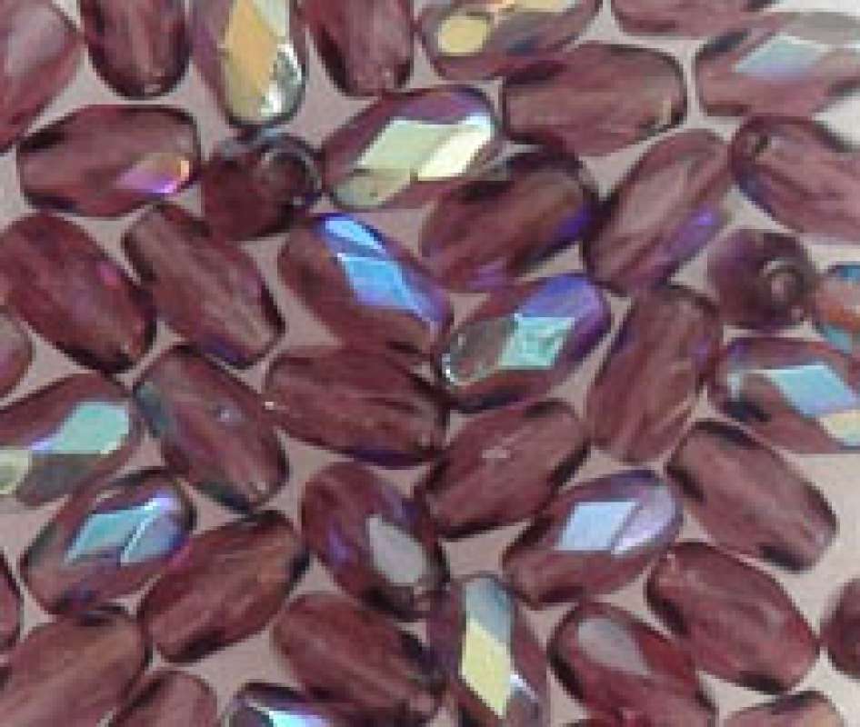 Glas-Schliffolive 6x4mm amethyst irisierend