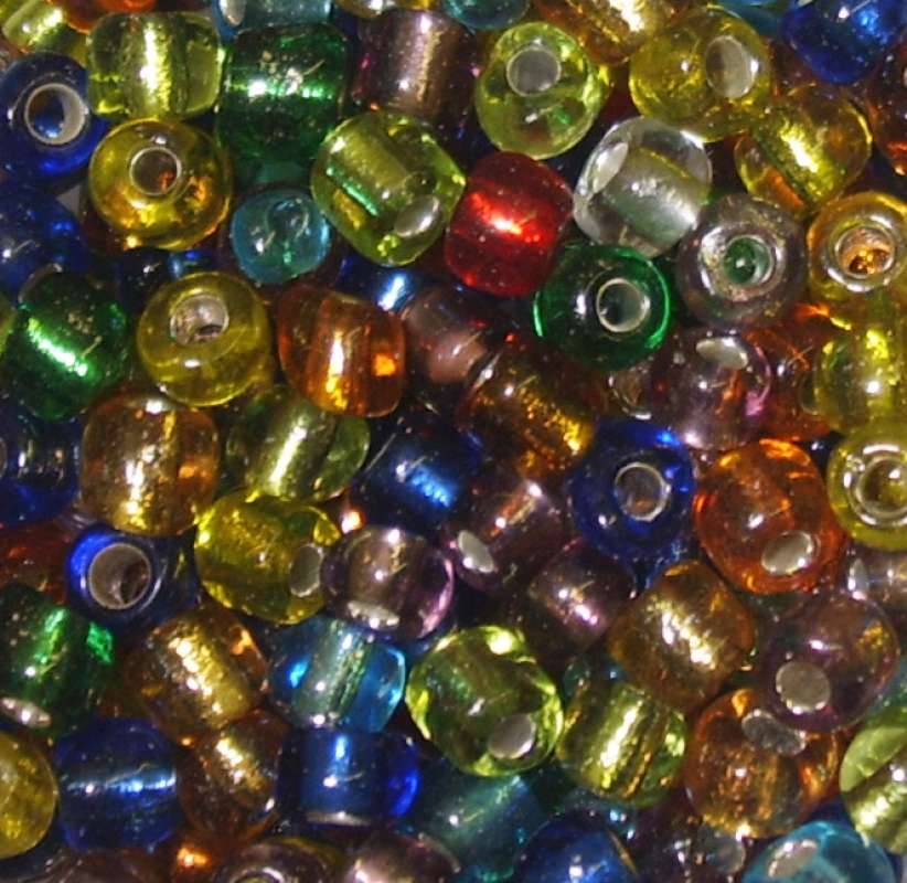 Rocailles 4mm mit Silbereinzug gemischt