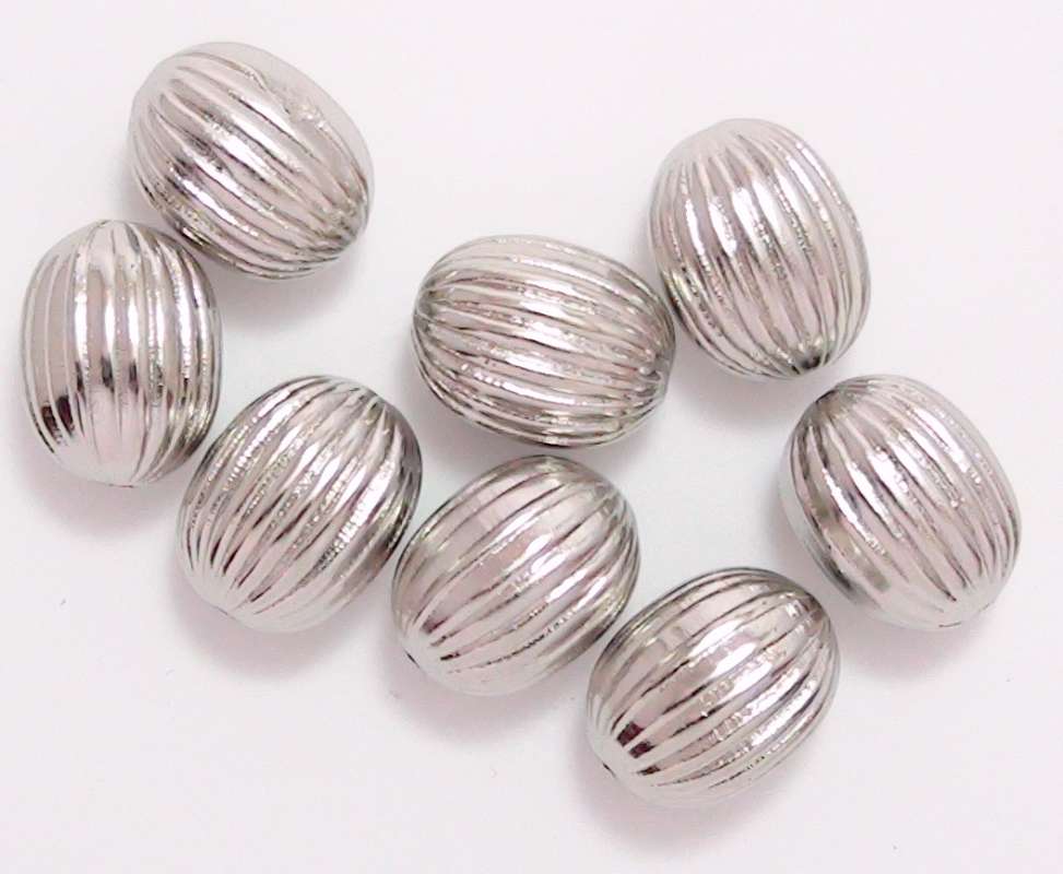 Rillenperle Olive 8x10mm silber