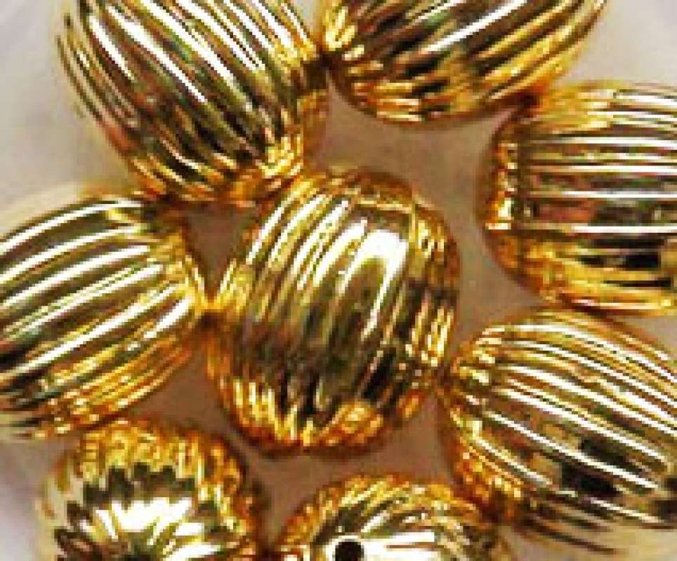 Rillenperle Olive 10x13mm gold