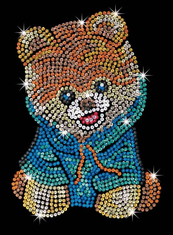 Bearded Collie Kinder Bastelset Welpe Hund Paillettenbild Sequin Art 28x37cm 