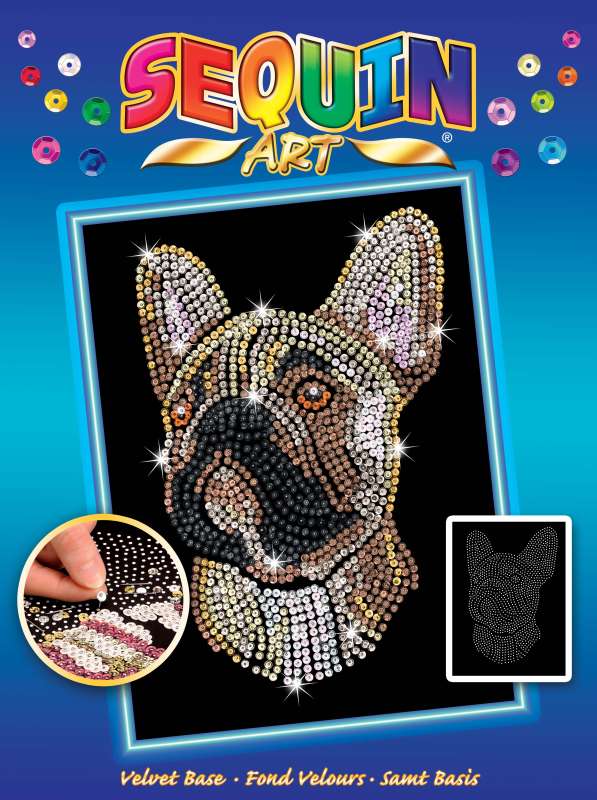 Sequin-Art Original Paillettenbilder Französische Bulldogge 1712