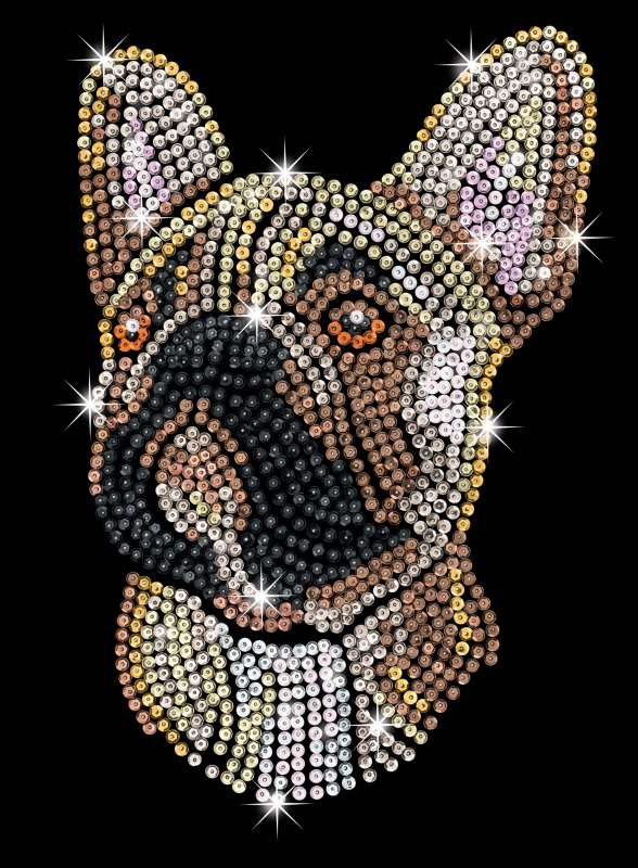 Sequin-Art Original Paillettenbilder Französische Bulldogge 1712