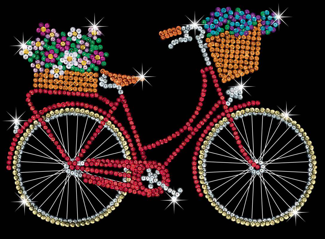 Sequin-Art Orange Paillettenbild Fahrrad 1716