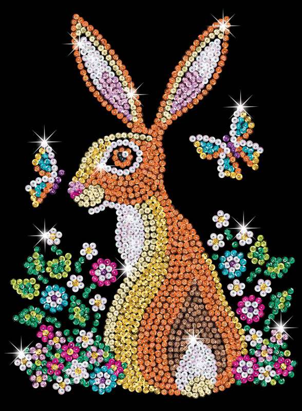 Sequin-Art Original Paillettenbild Hase 1827