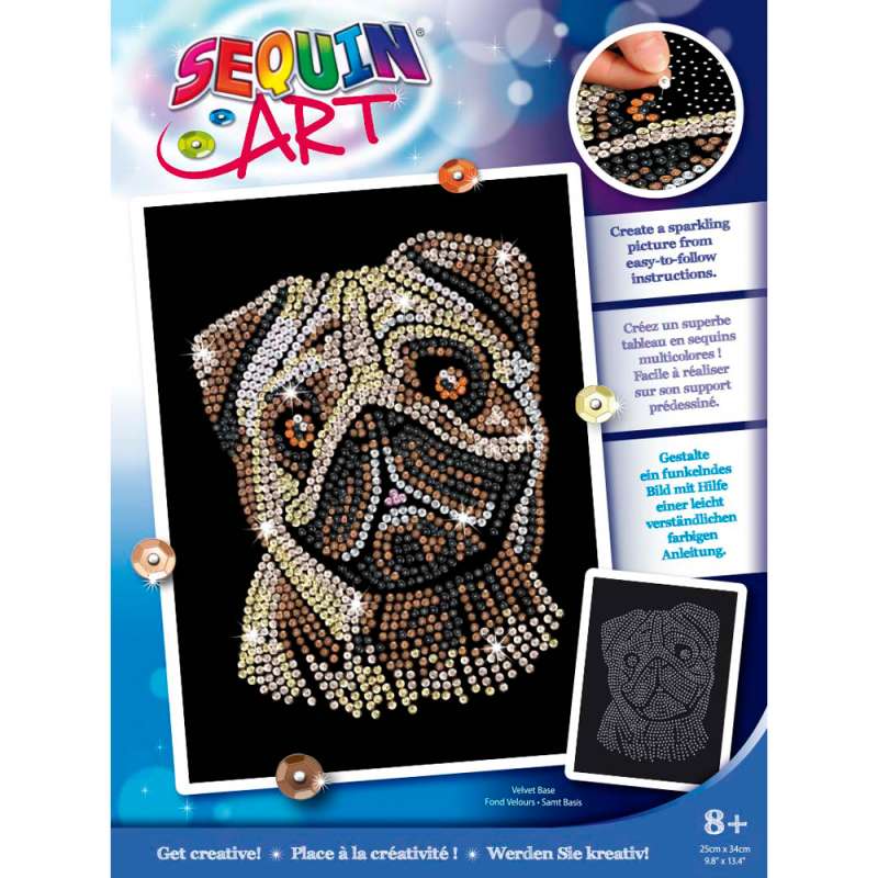 Sequin-Art Original Paillettenbild Mops 1935
