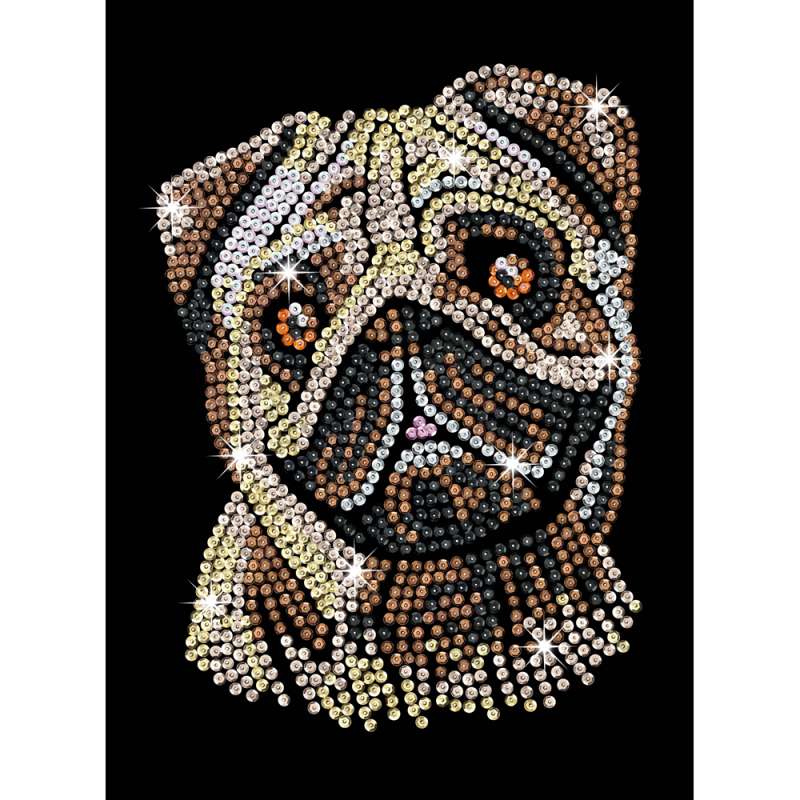 Sequin-Art Original Paillettenbild Mops 1935