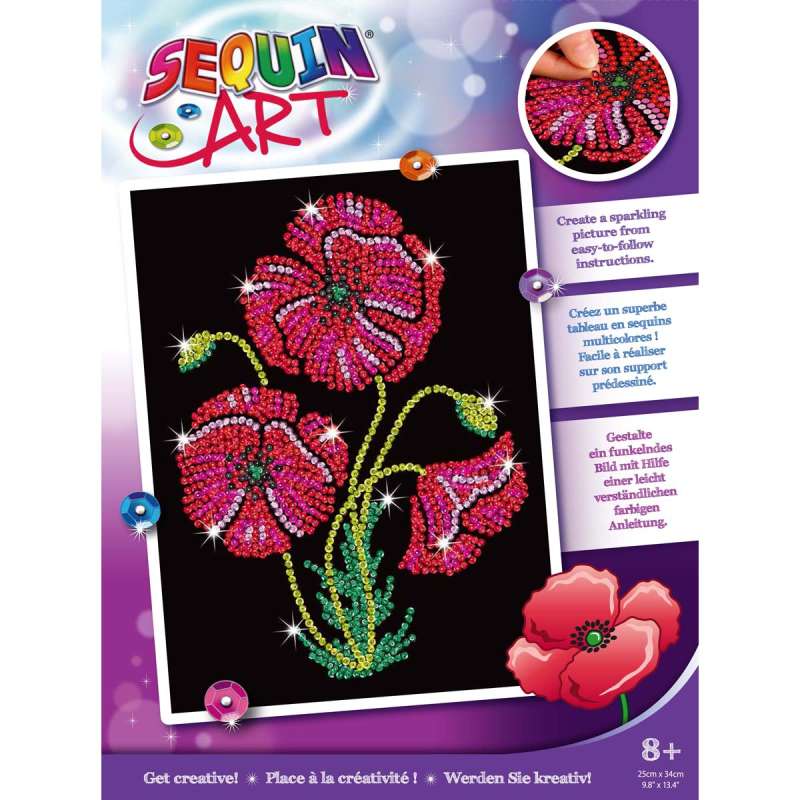 Sequin-Art Junior Paillettenbild Mohn 1936