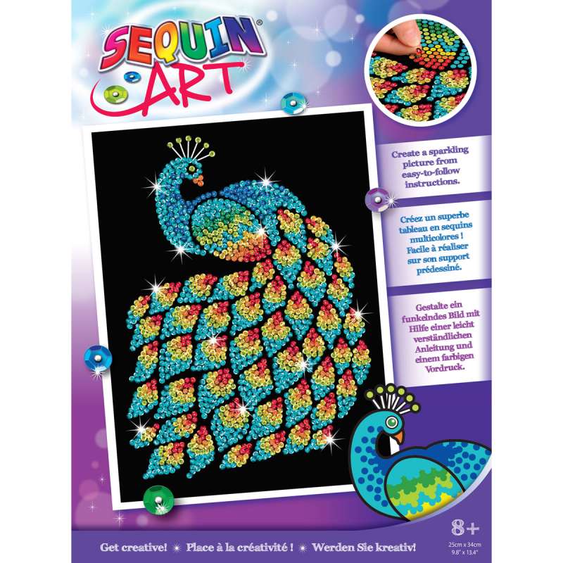 Sequin-Art Junior Paillettenbild Pfau 2019