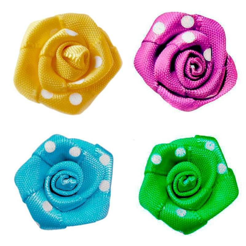 Satinrose "Pünktchen" ca.2cm - paillettenshop.de