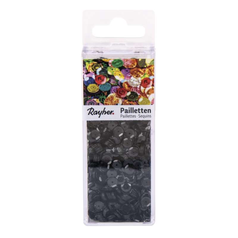 Pailletten gewölbt 6mm schwarz 3000 Stück in SB-Box