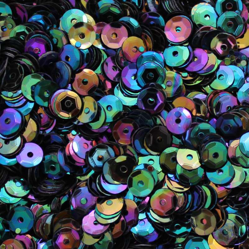Pailletten gewölbt 5mm schwarz irisierend 40g im SB-Beutel 540094