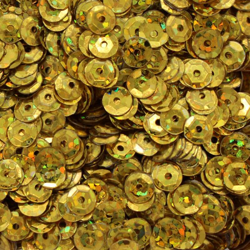 Pailletten gewölbt 5mm gold hologramm 40g im SB-Beutel 540106