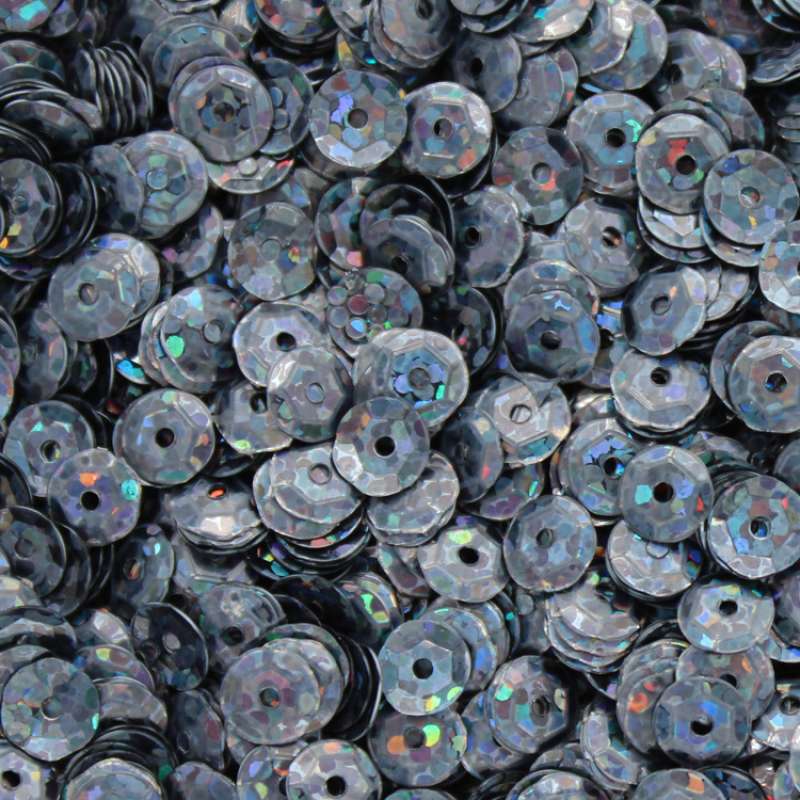 Pailletten gewölbt 5mm grau hologramm 40g im SB-Beutel 540181