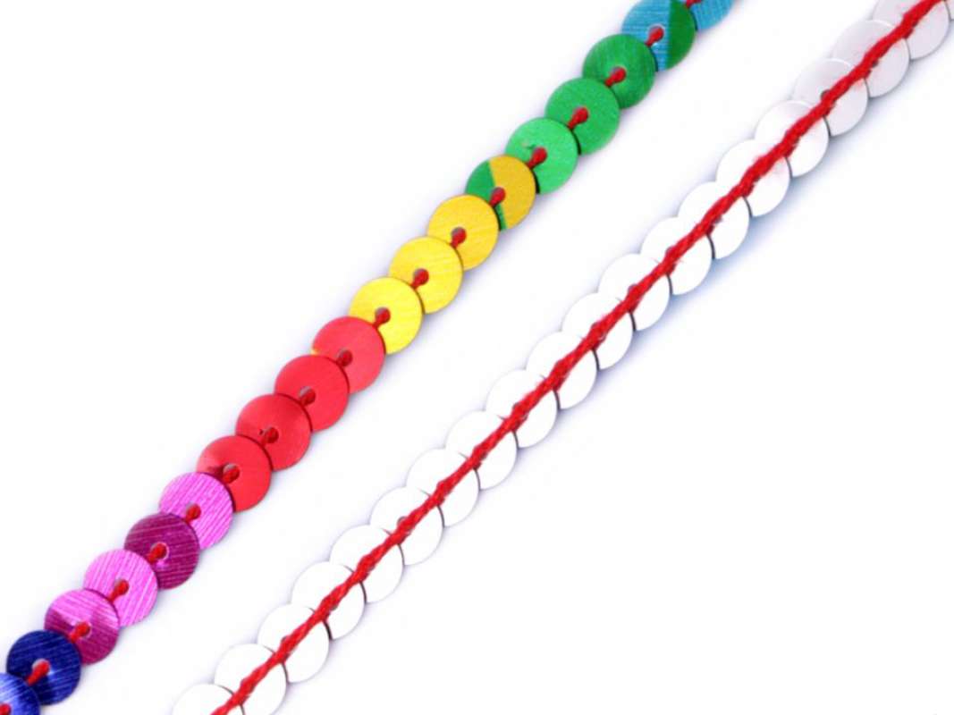 Einreihige flache Pailletten-Schnur 6mm multicolor