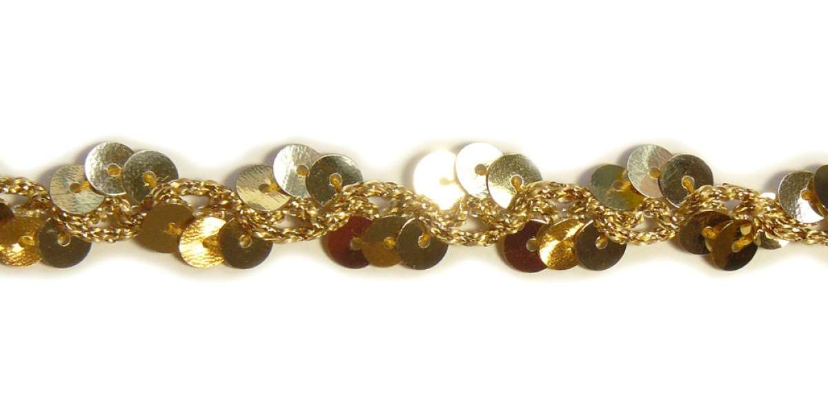 gebogte Paillettenborte mit Lurexband - gold