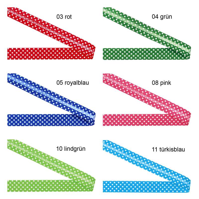 Schrägband Einfassband Falzband Pünktchen 18mm 65041 Farbkarte 1